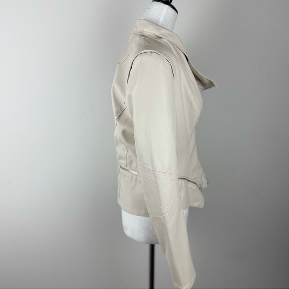 BLANKNYC Faux Leather Moto Jacket in Ivory Beige - Size M - Picture 4 of 13